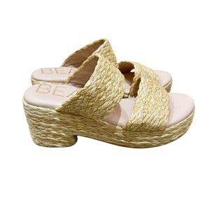 Beach by Matisse ocean ave. Tan Woven raffia slip on Platform Sandals size 7